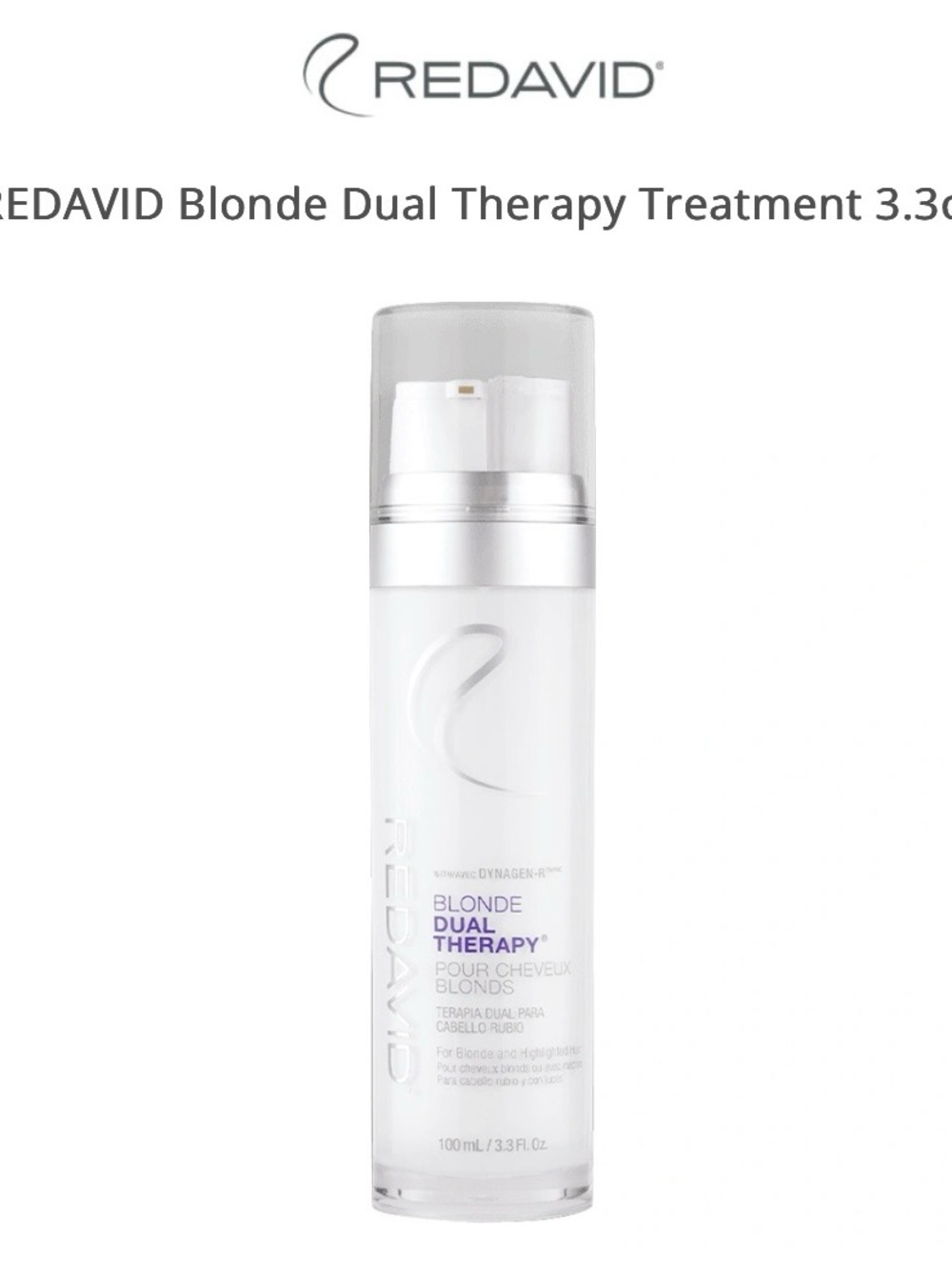 Redavid Blonde Therapy Dual Therapy Treatment, 3.3 Oz  NEW Sealed